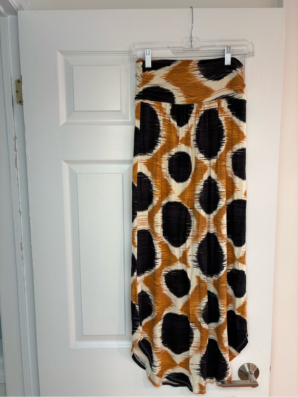 Maeve Maxi Skirt with Black, orange and Brown Abstract Spots